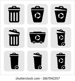 Trash box set icon. Recycled symbol. Vector stock illustration. EPS 10