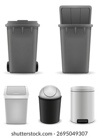 ícones de objeto isolado da ilustração do vetor do recipiente de reciclagem do lixo