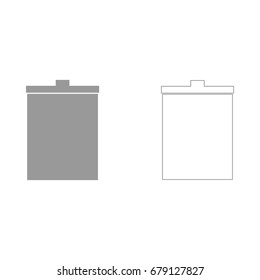Trash bucket grey set icon .