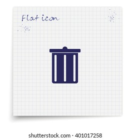 Trash bucket icon. Bin illustration.