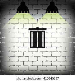 Trash bucket icon. Bin illustration.