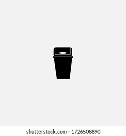 trash bucket icon.trash bucket vector on gray background