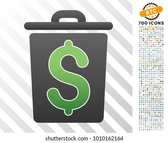 Trash Business gradient pictograph with 700 bonus bitcoin mining and blockchain pictures. Vector illustration style is flat iconic symbols designed for blockchain software.