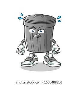 trash can angry mascot vector cartoon illustration