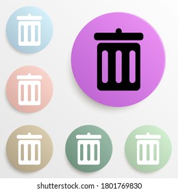 trash can badge color set. Simple glyph, flat vector of web icons for ui and ux, website or mobile application