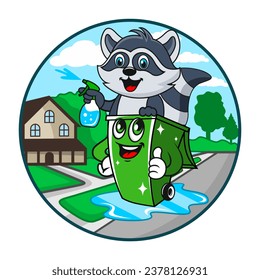 Trash can bin cleaning logo