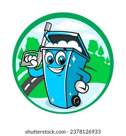 Trash can bin cleaning logo