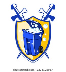 Trash can bin cleaning logo