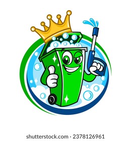 Trash can bin cleaning logo