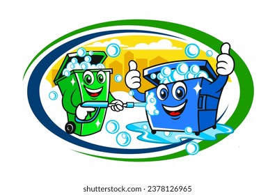 Trash can bin cleaning logo