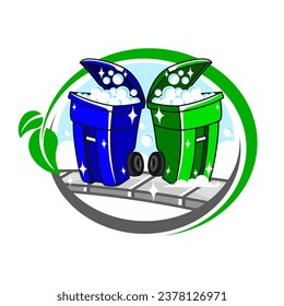 Trash can bin cleaning logo