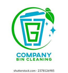 Trash can bin cleaning logo