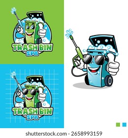 Logotipo de limpieza de cubos de basura. Logotipo moderno del servicio de la papelera. Vector de idea de diseño de logotipo de papelera