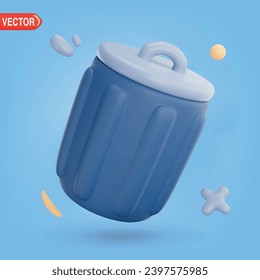 Trash can basural bin Entorno concepto de basura Icono de vector 3d Dibujo estilo mínimo