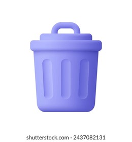 Trash can, trash bin. Environment garbage concept. 3d vector icon. Cartoon minimal style.
