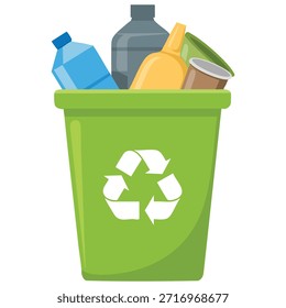 Cubo de basura para servicios de colección de basura Ilustración vectorial aislada sobre fondo blanco