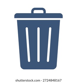 Icono de papelera Icono de papelera Diseño de Vector plano azul Contenedor de basura símbolo Cesta de basura Eliminación de elemento gráfico signo