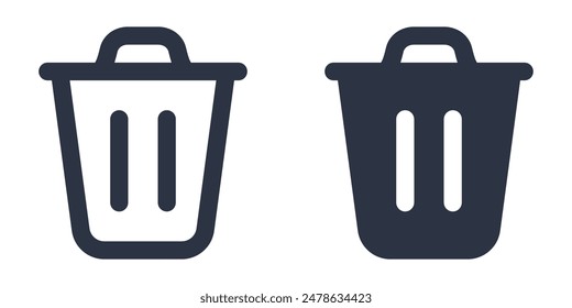 Trash can or trash bin icons set designed in filled, outline, line and stroke style