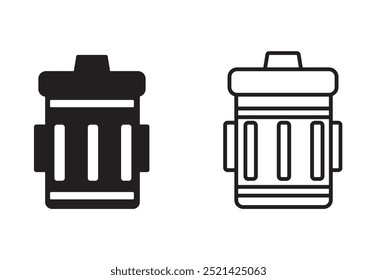 Trash can or trash bin icons set designed in filled, outline, line and stroke style.