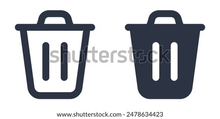 Trash can or trash bin icons set designed in filled, outline, line and stroke style