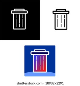 Trash can blak, white dan grading color vector icon.