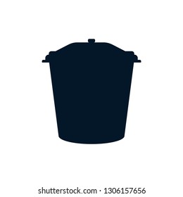
Trash can of blue color in the form of a fill on a white isolated background. Vector illustration.
