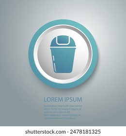 Trash can blue icon. Trash bin illustration flat sign vector