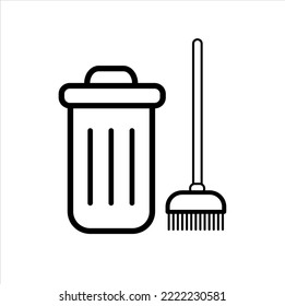 trash can and broom logo design for delete icon and app support
