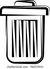 Trash Can Calligraphic Design Vector Art Illustration