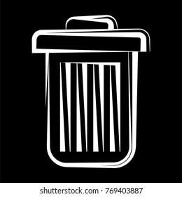 Trash Can Calligraphic Design Vector Art Illustration