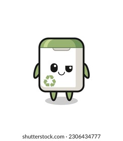 trash can cartoon with an arrogant expression , cute style design for t shirt, sticker, logo element