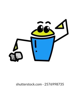 trash can cartoon design with cute expression