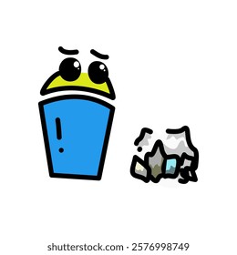 trash can cartoon design with cute expression