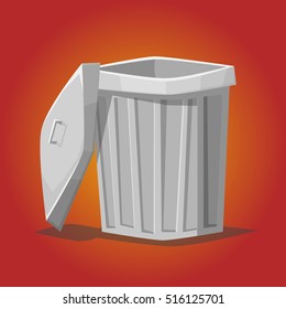 Trash can cartoon vector illustration