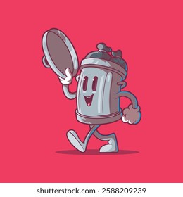 A Trash can character smiling vector illustration. Mascot, recycle design concept.