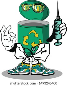 trash can chef mascot cartoon