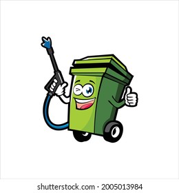 Trash Can Cleaning Illustration Logo