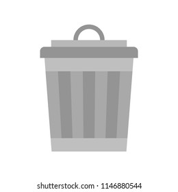 Trash can, cleaning and laundry service related flat icon set