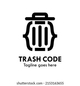 Trash can code logo template illustration