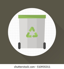 Trash can color icon. Flat design. Environmental theme for web and mobile