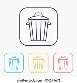 Trash can color icon set 