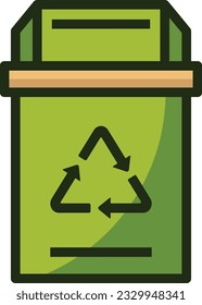 Trash Can Color Line Icon - Single Icon, Vector