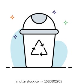 trash can colour line vector icon