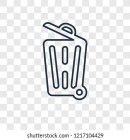 Trash can concept vector linear icon isolated on transparent background, Trash can concept transparency concept in outline style