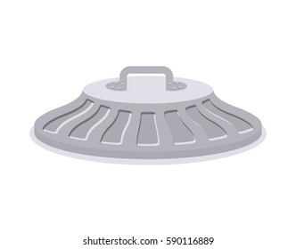 Trash can cover isolated. lid Dumpster iron on white background.  