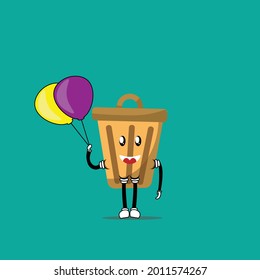trash can cute character vector