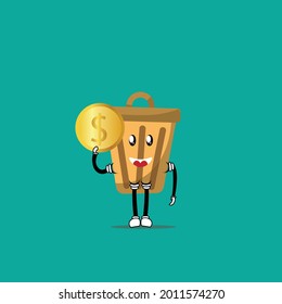 trash can cute character vector