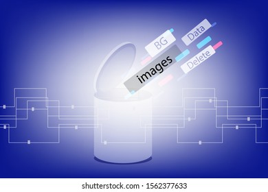 Trash can delete digital background image,remove 