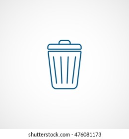 Trash Can Delete Remove Blue Line Icon On White Background