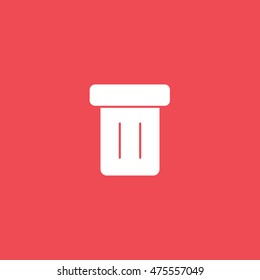 Trash Can Delete Remove Flat Icon On Red Background